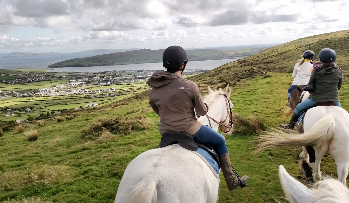 Students horseback riding in Ireland