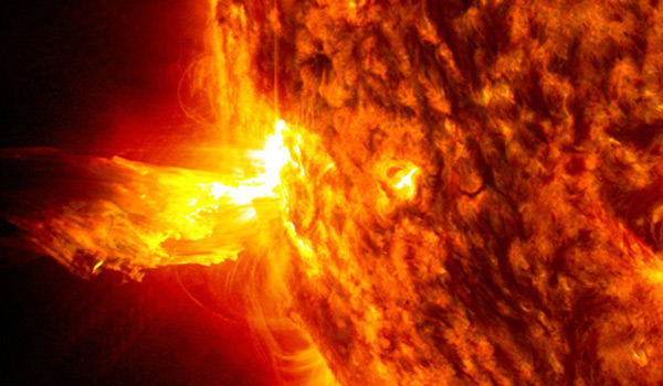 A close-up image of the sun.